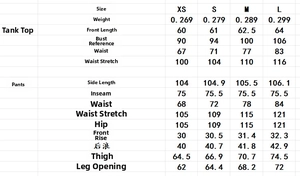 Tableau des tailles détaillé pour l'ensemble haut dos nu et pantalon large de vacances