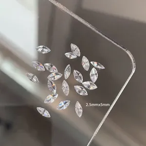 Macro shot of 2.5mmx5mm marquise cut cubic zirconia stones with sparkling fire facets