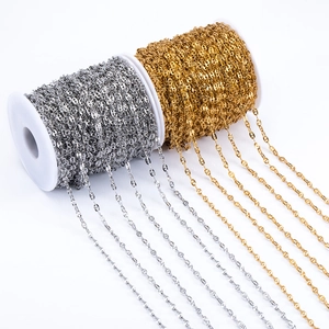 Stainless Steel Embossed Bulk Chain DIY Jewelry Making Semi Finished Sparkling Link Chains For Bracelet Necklace Accessory