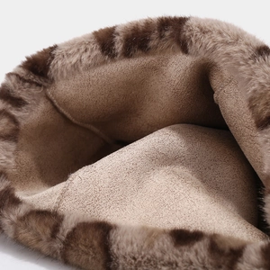 Plush leopard print fox ear beanie for women featuring warm faux fur and thick lining