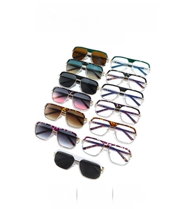 Multiple colors of vintage oversized pilot sunglasses with thick top bar and square frames