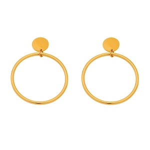 Grandes boucles d'oreilles créoles minimalistes en acier inoxydable plaqué or 18K