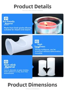Detailed view of durable white silicone mold for DIY heart cylindrical candle holders