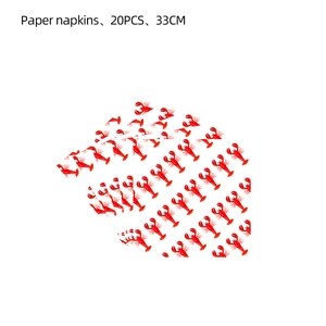 Detail of 20pcs disposable paper napkins with red lobster print for summer parties