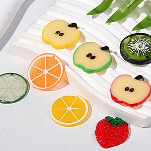 Charmantes élastiques à cheveux en résine avec tranches de pomme, orange et citron