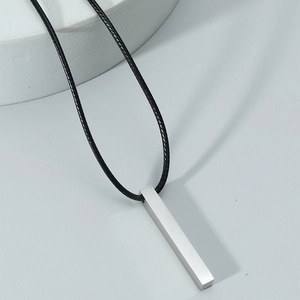 Collar con Colgante de Barra de Acero Inoxidable Minimalista Joyas de Columna Geométrica Para Hombres Mujeres Colgante Rectangular