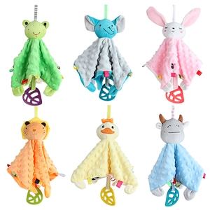 Doudous animaux en peluche pour bébés avec anneaux de dentition en silicone colorés