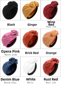 Detailliertes Gitter aus neun modischen Turban-Hüten in verschiedenen Farben für Damen