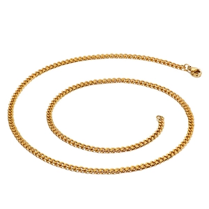 Mens gold titanium steel curb chain necklace with a classic polished link design