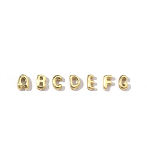 Shiny gold bubble alphabet letter beads A-G for DIY personalized jewelry and necklaces