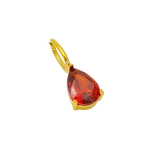 Elegant gold titanium steel necklace pendant featuring a red pear-cut birthstone zircon