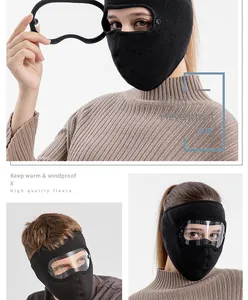 Detail of fleece windproof balaclava with detachable anti-fog HD protective goggles