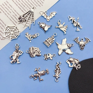 Antique silver Halloween charms mix including ghosts and skulls for DIY jewelry making