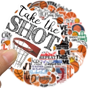 50-piece waterproof basketball stickers set for laptop with Take the Shot slogan
