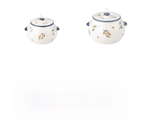 Detailed size and capacity comparison chart for ceramic storage jars with floral patterns