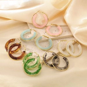 Colorful resin hoop earrings with gold-plated stainless steel clasps in various summer shades