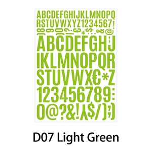 Detail of light green vinyl letter and number stickers for mailboxes and DIY projects