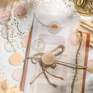 Vintage wax seal stickers with gold foil plants for DIY stationery and envelopes