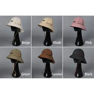 Unisex nylon outdoor sun hat in six colors with adjustable windproof drawstring strap