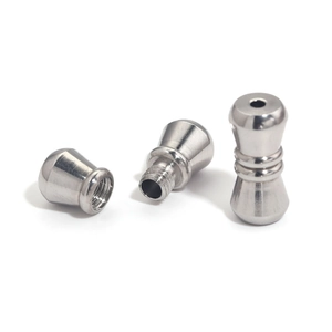 Macro detail of screw-in stainless steel peanut clasp with internal thread for jewelry making