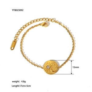 Detail of 18K gold plated celestial sun moon pendant necklace with size and weight info