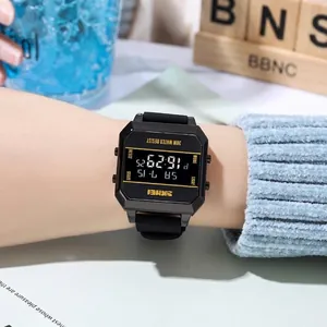 Sporty SKMEI digital watch for men featuring a black square dial and waterproof silicone strap