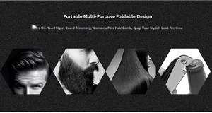 Detail of portable folding stainless steel comb with built-in bottle opener function
