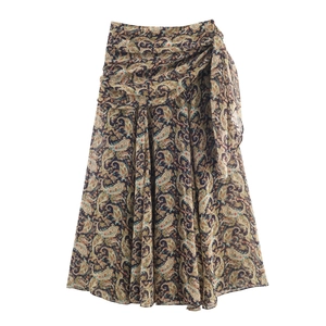 Jupe Midi À Imprimé Paisley Bohème Taille Haute Plissée Asymétrique Polyester Léger Streetwear Pour Femmes