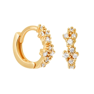 Sparkling gold huggie hoop earrings with micro-paved cubic zirconia stones