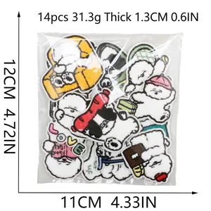 Set of 14 cute cartoon dog embroidery patches featuring various playful puppy poses