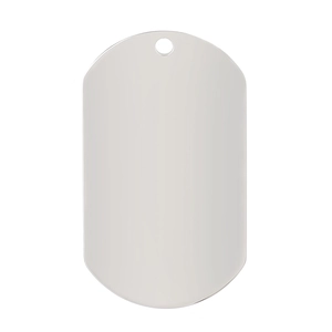 Minimalist silver rectangular titanium steel military tag with polished metallic finish