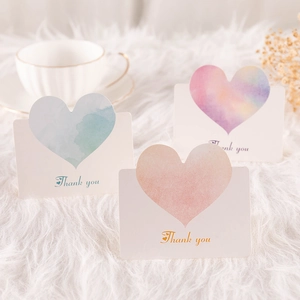 Watercolor Heart Shape Greeting Cards Paper Gift Message Card For Mothers Day Valentine Birthday Christmas Thank You