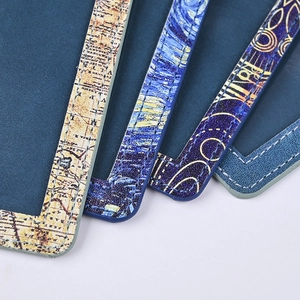 PU leather passport cover set featuring vintage world map and starry night oil painting
