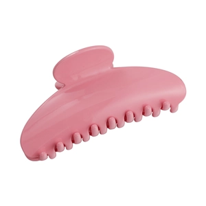 French style solid pink acrylic hair claw clip for elegant summer hairstyles on white background