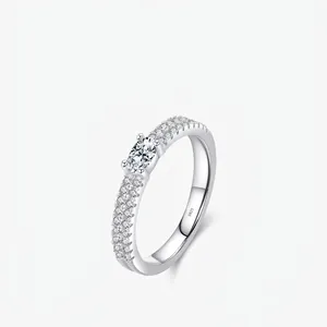 925 Sterling Silver Ring For Women Oval Cubic Zirconia Double Row Pave Micro Setting Elegant Wedding Engagement Jewelry