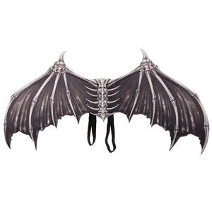 Detailed view of the bone structure and elastic straps on black demon wings