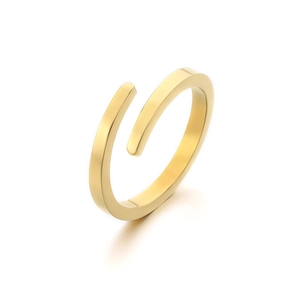 Anello a spirale aperto minimalista in acciaio inossidabile placcato oro 18k con finitura opaca