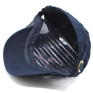 Navy blue breathable mesh beret with embroidery and adjustable metal buckle