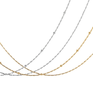 Minimalistische gehämmerte Edelstahlhalsketten mit Perlenketten in Gold und Silber