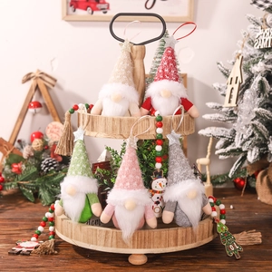 Christmas Gnome Hanging Ornaments Knitted Plush Faceless Doll Tree Decorations Festive Party Decor Nordic Style Star Top