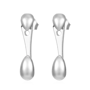 Orecchini minimalisti in acciaio inossidabile argento a goccia con design geometrico per donna
