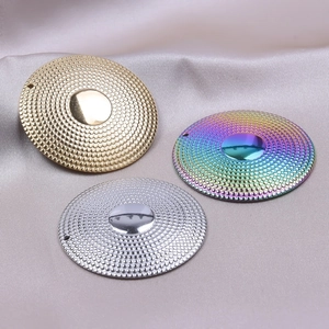 Polished 18k gold and silver round pendant charms with texture for DIY jewelry making