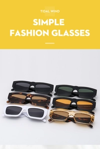 Collection of retro rectangular sunglasses in various colors with thick PC frames