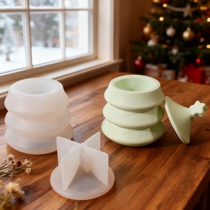 Stackable Christmas tree storage box resin silicone mold set for DIY crafts and decor