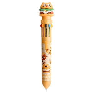 Cartoon burger retractable ballpoint pen with multi-color ink and creative design