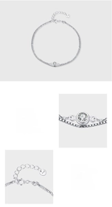 Detailed macro view of S925 sterling silver double-layer bracelet with 5A cubic zirconia