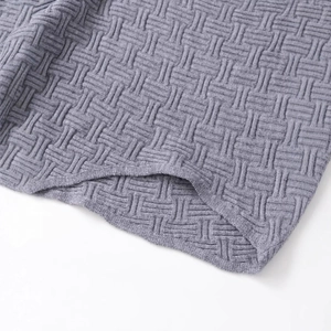 Grey off-the-shoulder knit sweater featuring a stylish textured basketweave pattern for women