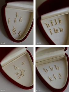 S925 silver 14K gold plated A-Z alphabet pendants set with zircons in heart box