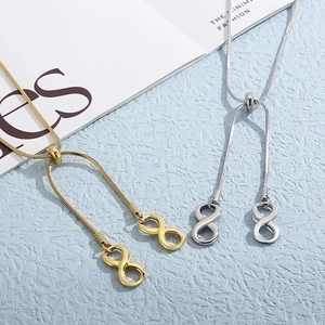 Gold and silver infinity pendant snakeskin chain necklaces with adjustable slide clasp