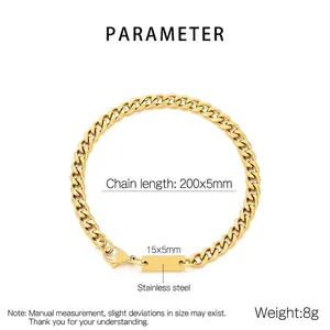Detailed view of golden stainless steel Cuban chain with smooth square tag and lobster clasp